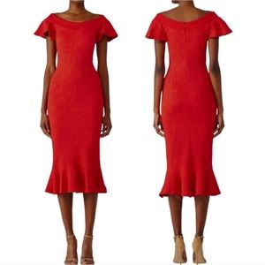 Opening Ceremony Embossed Sheath Tulip Dress in Red, sz Small